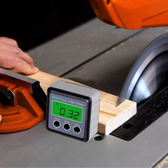 Digital Angle Gauge, Angle Finder Magnetic Digital Level Protractor, Table Saw Accessories with LCD Backlight Display Data Hold and V-groove & Magnetic Base