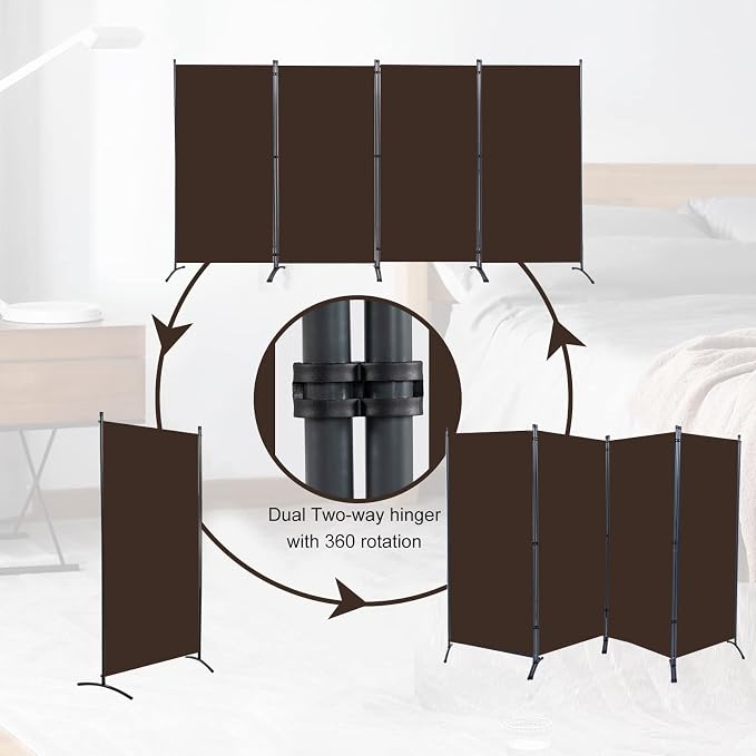 4 Panel Folding Room Divider, Sturdy Frame Freestanding Wall Divider | - Image 3