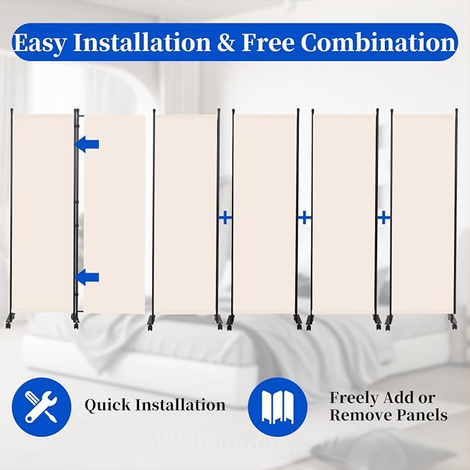 Room Divider 6FT 6 Panel Folding Privacy Screen - Image 2