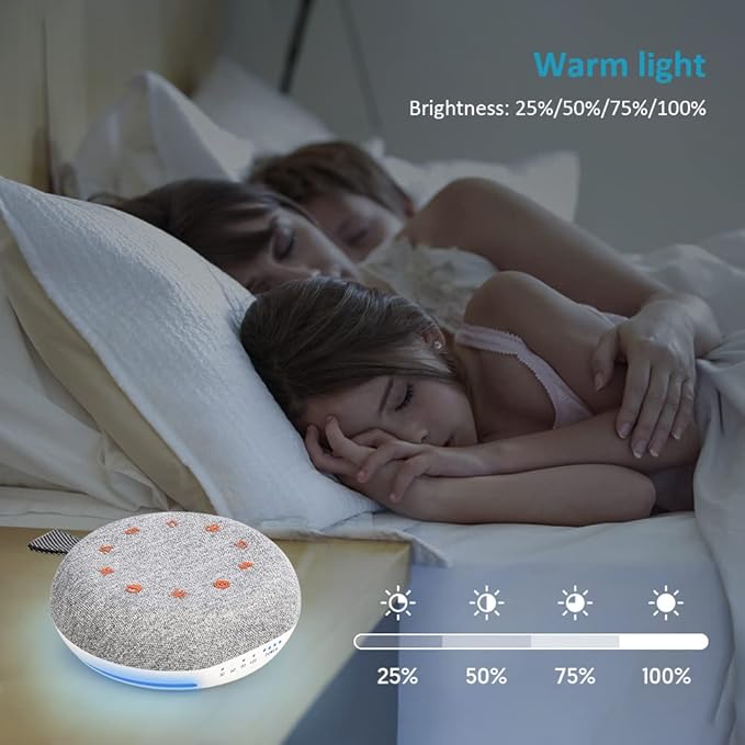 Heavtuen,White Noise Machine,Portable Sound Machine with 40 Soothing Sounds, USB Rechargeable,Sleep Sound Timer & Night Light for Baby Kids Adults