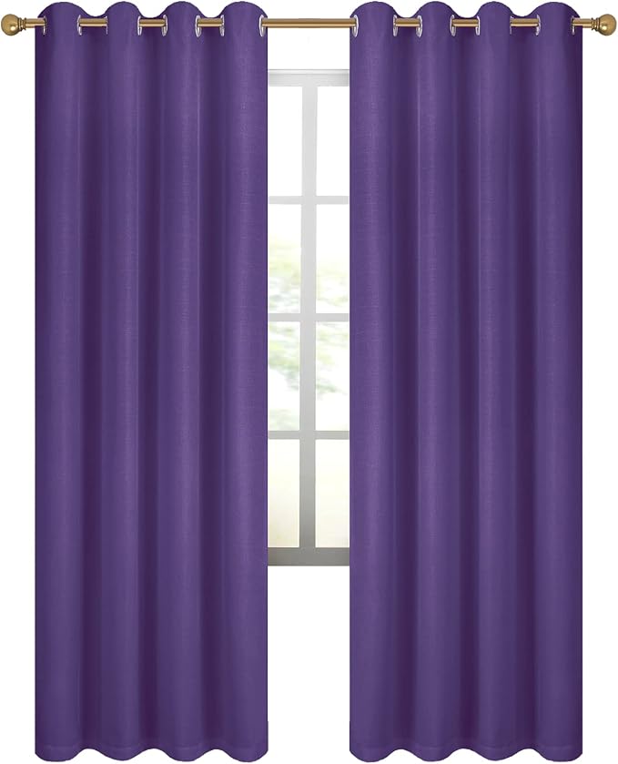 Diraysid 100% Blackout Curtains Purple Linen Curtains - Image 6