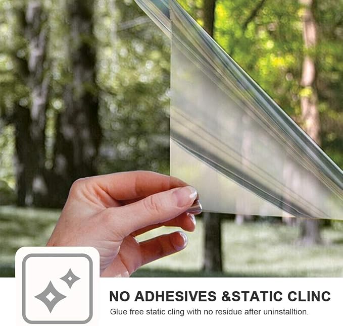 One Way Privacy Window Film Heat Control Mirror Tint 35.4Inx13.1Ft | Reflective - Image 3