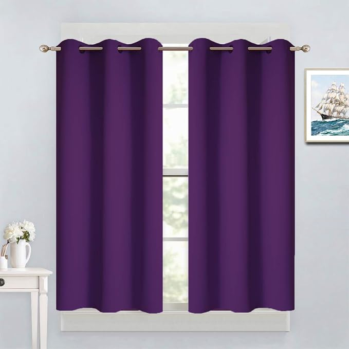 Yakamok Blackout Curtains 38x45 inch Purple Thermal Drapes-Bedroom | 2 panels by Yakamok
