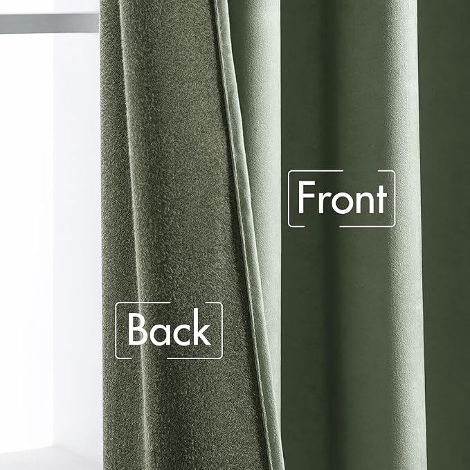 MIULEE Sage Green Velvet Pinch Pleat Blackout Curtains W52 X L120 Inches | 2 - Image 7