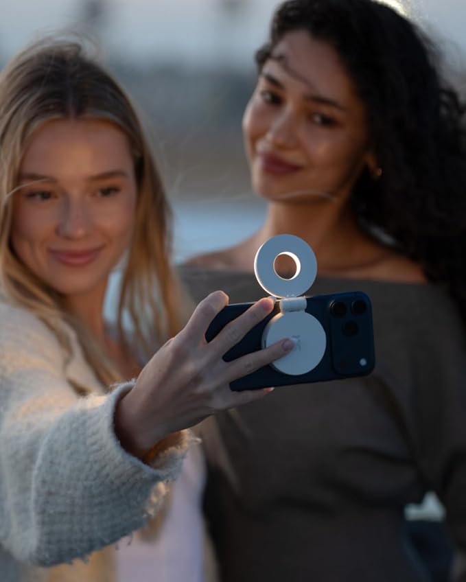 KraftGeek Magnetic Selfie Light for iPhone, Portable Phone Ring Light with Rechargeable Battery, Compact LED Phone Light for Travel, Video Recording, Vlogging
