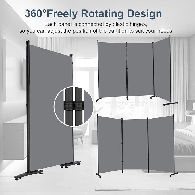 3 Panel Folding Room Divider, Indoor Privacy Screen Space Separator | 6ft - Image 4