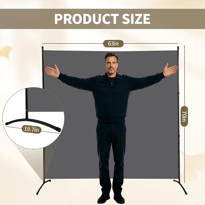 Extra-Wide Single Room Divider, Portable Privacy Screen - Image 2
