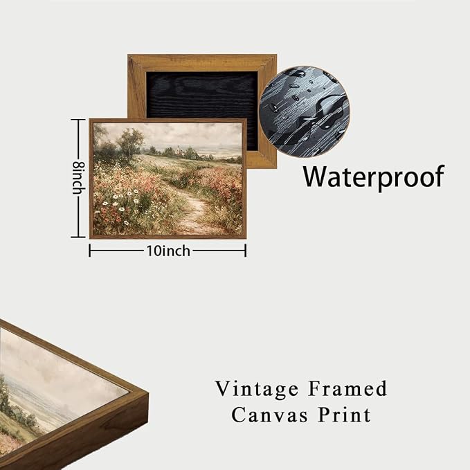 OIQArtOIQ Framed Vintage Wall Art Country Wildflower Canvas Art Paintings | - Image 4