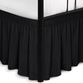 Biscaynebay Wrap Around Bed Skirts with Split Corners for Full Beds 17" Drop, Black Elastic Dust Ruffles Easy Fit Wrinkle & Fade Resistant Silky Luxurious Fabric Solid Machine Washable