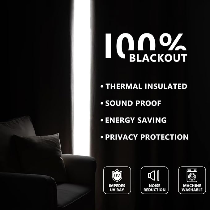 100% Blackout Curtains 90 inch Length 1 Panel Faux Linen Long Drapes - Image 6
