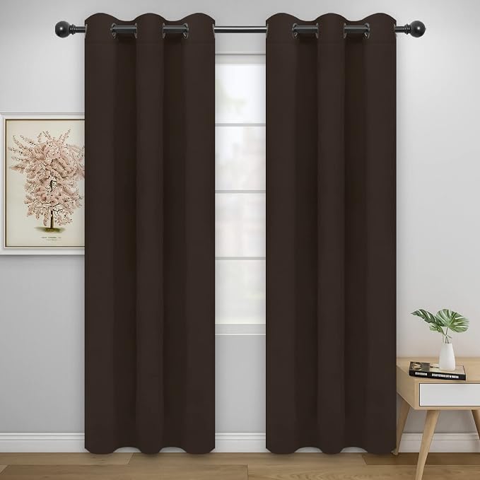 Easy-Going Thermal Grommet Blackout Curtains, 2 Panels 46x84 in, Dark Brown | by Easy-Going