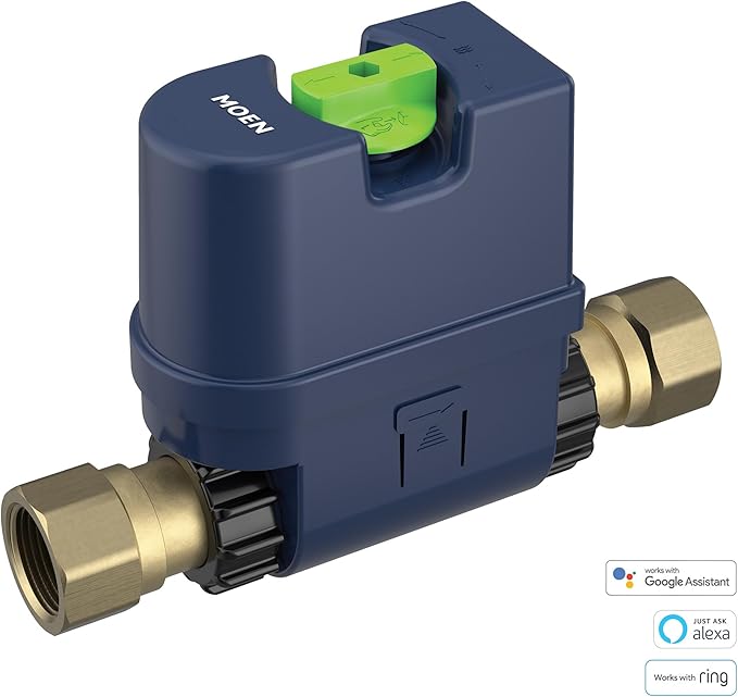 Moen Flo Smart Water Monitor and Automatic Shutoff Sensor, Wi-Fi Connected Water Leak Detector for 1-Inch Diameter Pipe, 900-006