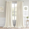 MIULEE Beige White Back Tab Blackout Curtains 52x108 Inch Long 2 Panels Set | by MIULEE