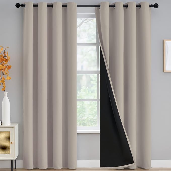 Yakamok 100% Blackout Curtains for Bedroom 84 Inch Length, Complete Light by Yakamok