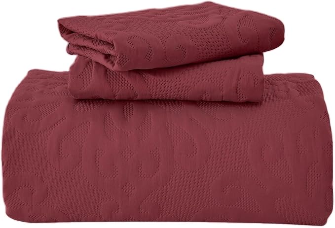 Kingnex Oversized King Bedspreads 128x120 Burgundy | Lightweight, Extra Wide - Image 7