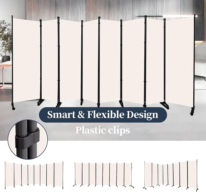 Room Divider Folding Privacy Screens W/Wheels, Divider - Image 5