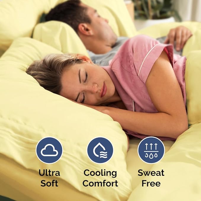 Full XL Bed Sheet Set - 4 Piece Extra Long Extended Full XL Sheets - Soft, Breathable & Cooling - Fits 8" to 16" Mattress w/ Deep Pockets - 54" x 80" - Easy-Fit, Wrinkle and Fade Resistant - Yellow