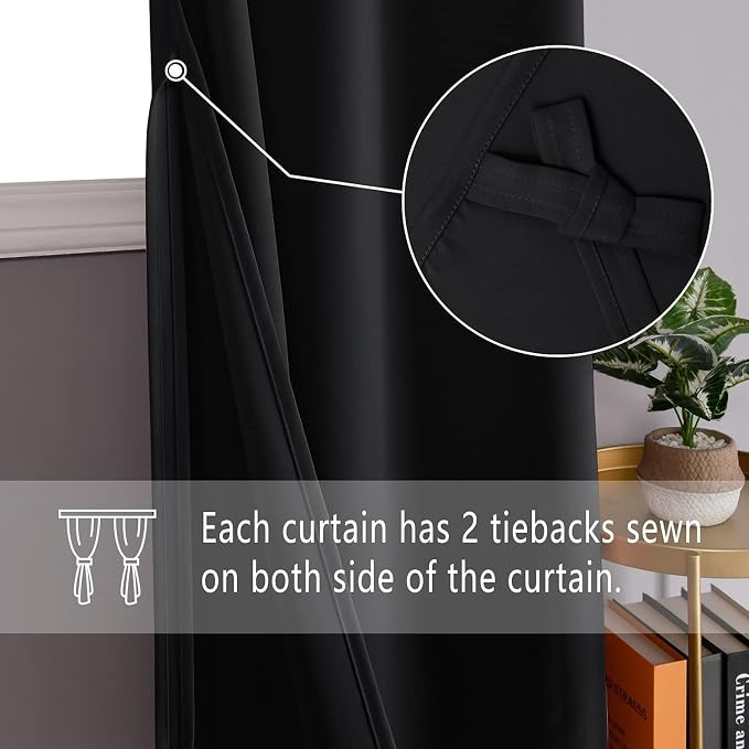 DWCN Short Black Blackout Curtains - Image 2