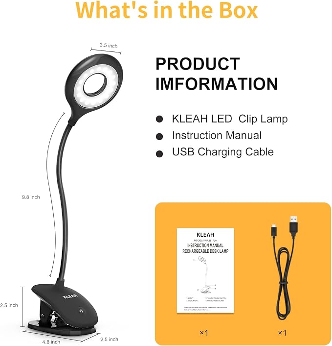 KLEAH Clip on Light for Bed & Desk, Reading in Bed, Battery Operated - Image 8