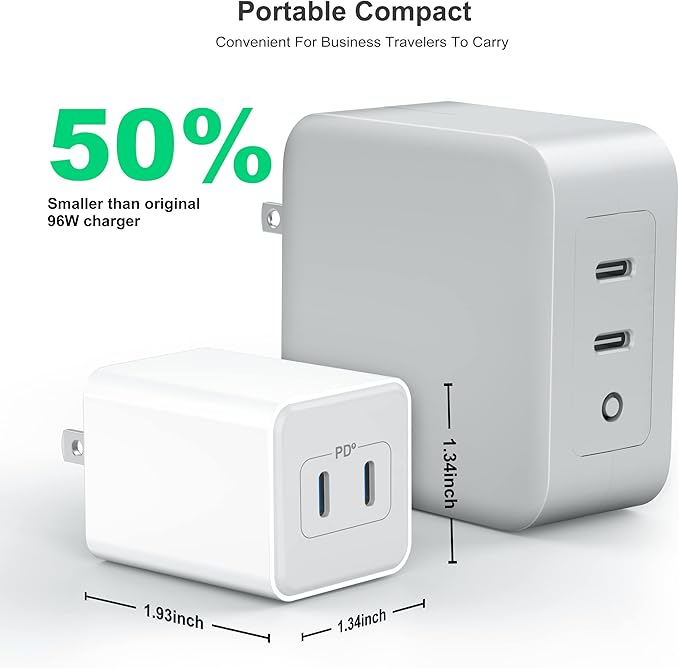 USB C Wall Charger 40W, 1 Pack Dual Port 20W PD 3.0 Type C Fast Charging Block, Durable Compact Power Adapter for iPhone 11/12/13/14/15/16/17 Pro Max, AirPods4，watch10 ultra2