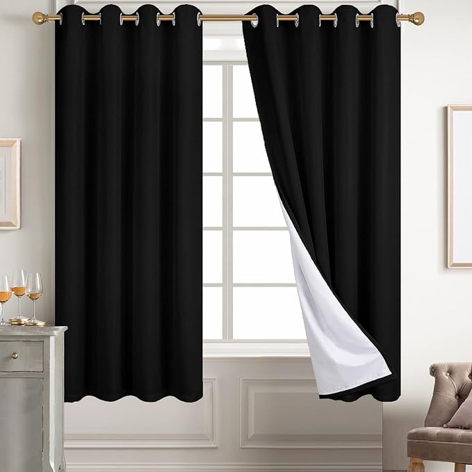 Diraysid 100% Blackout Curtains Black Linen Curtains by Diraysid%2C+refresh+your+life