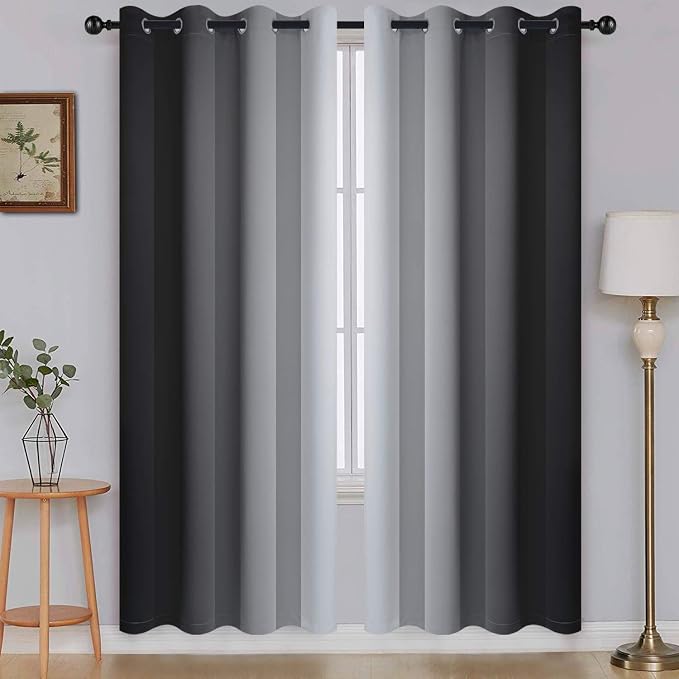 SimpleHome Ombre Black to Grey White Curtains by SimpleHome