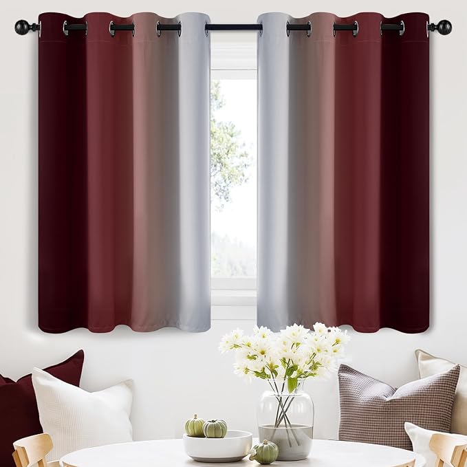 SimpleHome Ombre Curtains Red to Grey White by SimpleHome