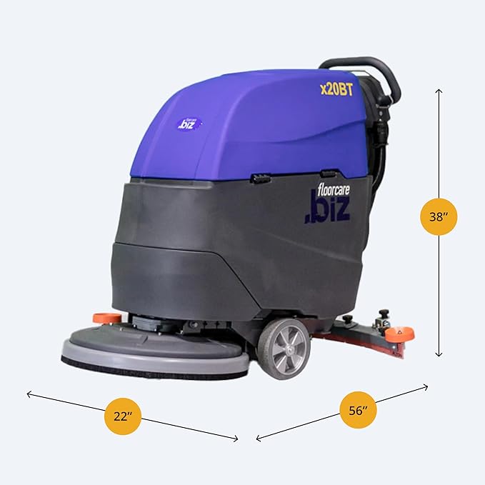 USA-CLEAN X20BT Traction Driven Auto Scrubber Machine Bundle - 20" Cleaning Path, Walk-Behind, Battery-Powered - Includes Pad Driver and Cleaning Pads