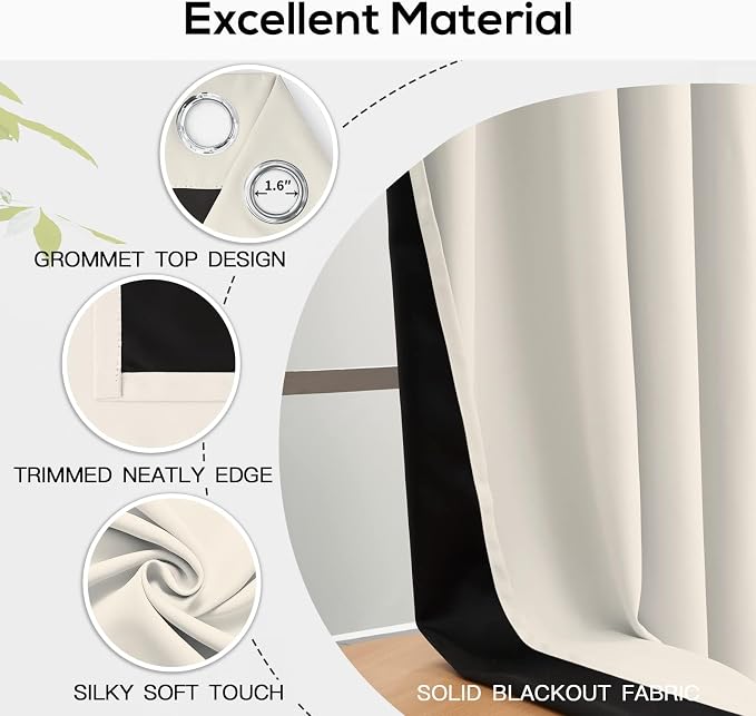 Yakamok Cream Blackout Curtains 36 inches Long - Image 4