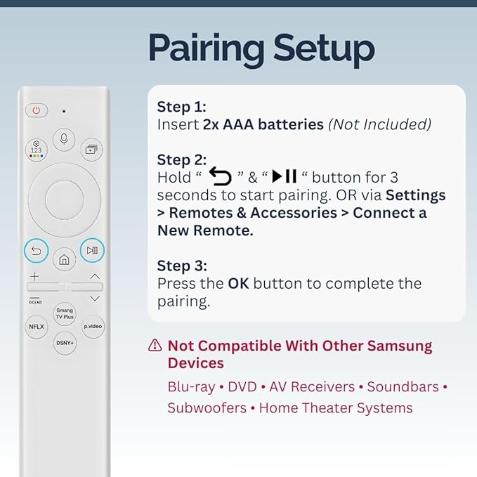 2 Pack BN59-01391A Samsung TV Remote Control Replacement for Smart TV - Easy Setup, Universal Bluetooth/IR Voice Remote, Solarcell - Works with Samsung QLED, Frame, Crystal UHD, 4K, & LED Smart TVs