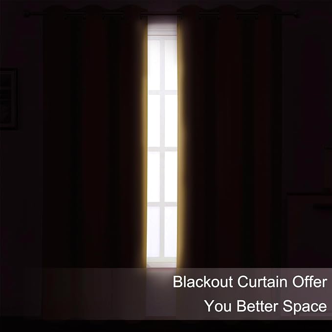 Mustard Yellow Blackout Curtains 52 x 63 Inch Length/Set of 2 Curtain - Image 3