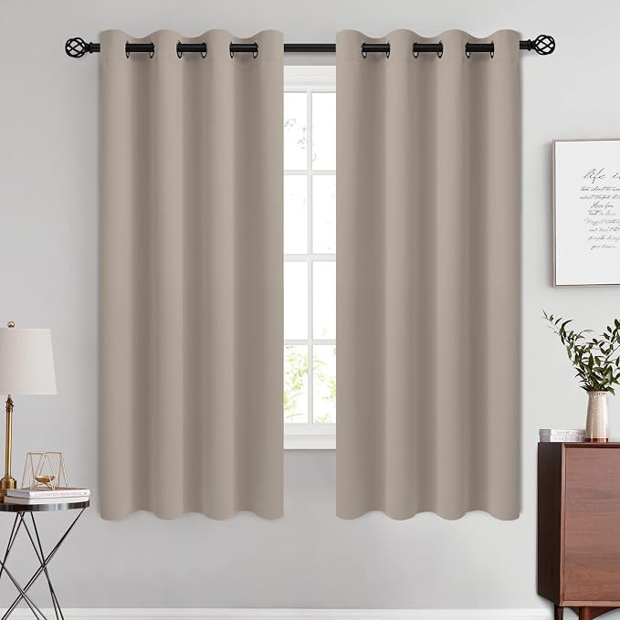 COSVIYA Grommet Room Darkening Natural Curtains 63 inch Long by COSVIYA