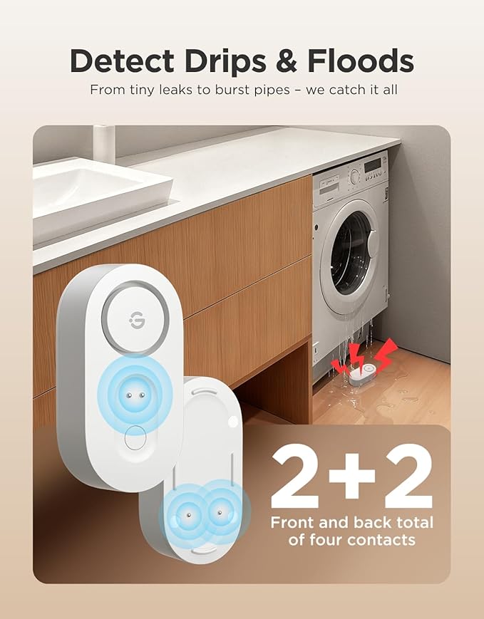 GoveeLife Upgraded Smart Water Leak Detector 1s with 1804ft Ultra-Long Range, WiFi Water Sensor with SMS/Email/APP Push and Sound Alarm, 5-Year Battery Life, Suit for Home, Basement, Kitchen, 6 Pack