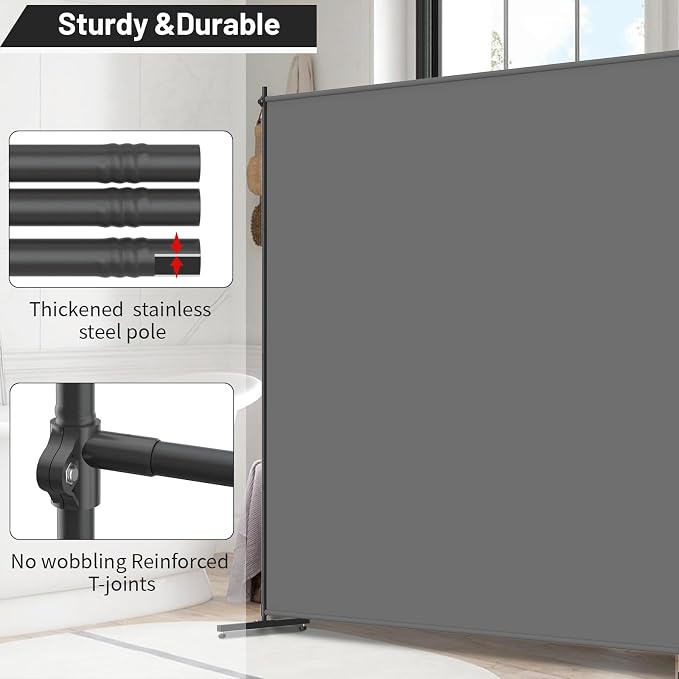 Room Divider, 72x72Inch Large Single Panel Privacy Screen - Image 3