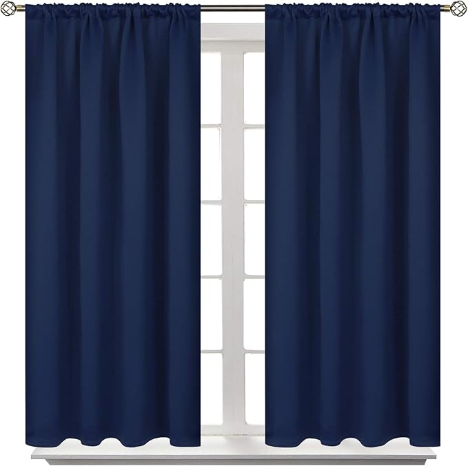 BGment Short Blackout Curtains 45 Inch Length Blue Room Darkening Drapes | Rod by BGment