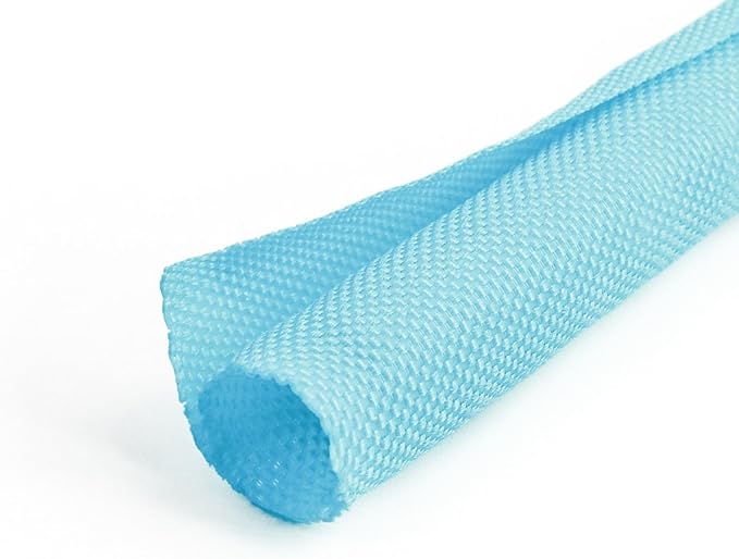 HOLED 5/16 inch Split Braided Cable Management Sleeve for USB Cable Power Cord Audio Video Cable, Wire Loom Cord Protector from Cat Dog Chewing (Sky Blue, 25FT)