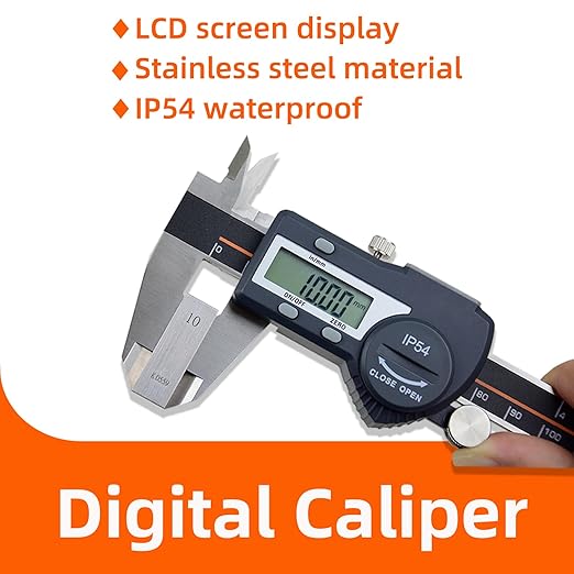 AICEY Digital Caliper Measuring Tool, IP54 Waterproof Stainless Steel Electronic Caliper with Large LCD Display Digital Micrometer, Available in 6in/150mm (ACE-KC15)