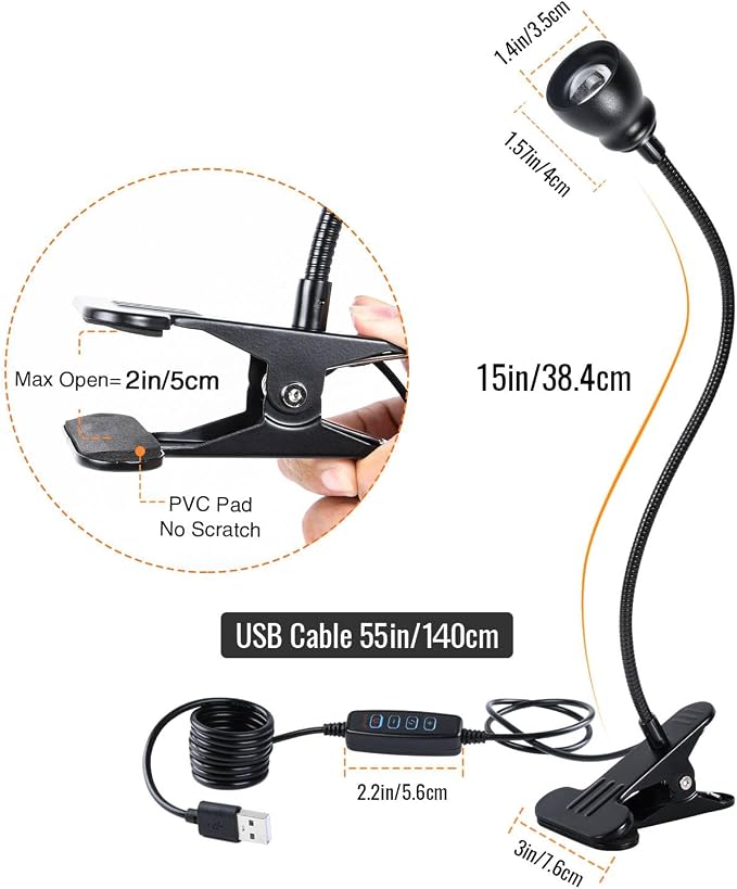 Zoomable Clip on Light, Clamp Reading Light - Image 5