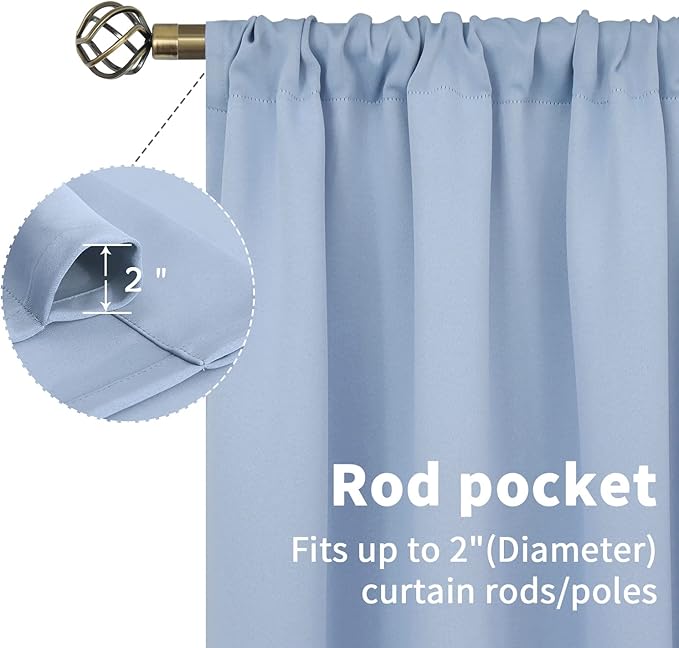BGment Baby Blue Room Darkening Curtains 48 Inches Long - Image 4