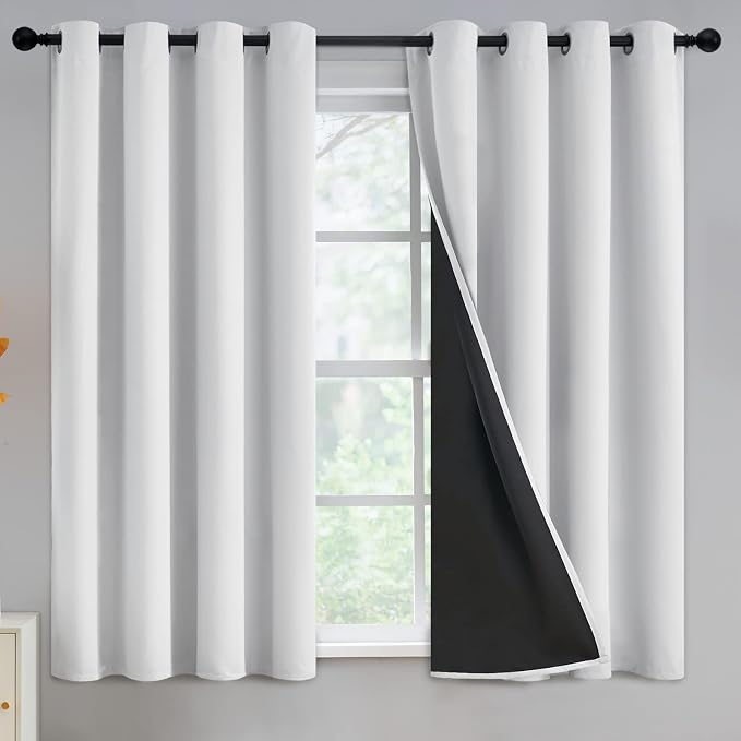 Yakamok Greyish White Blackout Curtains 54 Inch Length by Yakamok