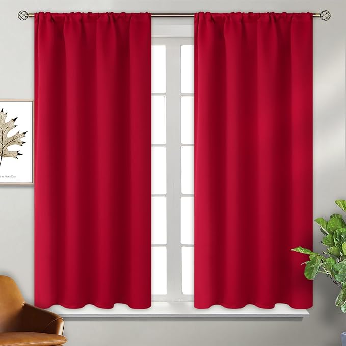 BGment Red Blackout Curtains 48 Inch Length by BGment