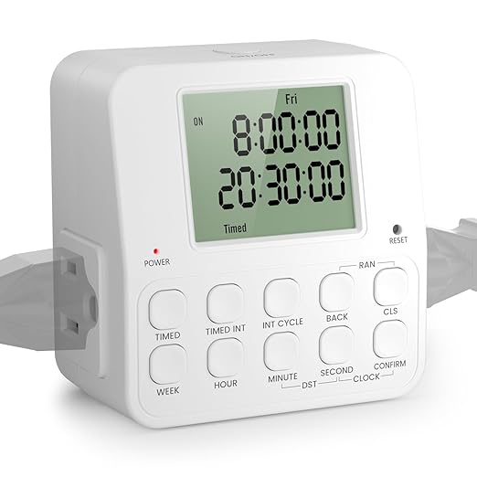 NEARPOW Digital Timer Outlet, Infinite Interval Repeat Cycle Timer Plug, Indoor Timed Interval Cycle Power Switch, 7 Day 24 Hour Daily Programmable Electrical Outlet with 20 ON/Off Programs 15A/1875W