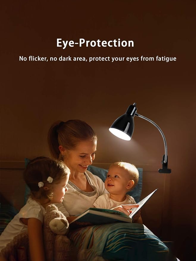 Desk lamp Eye-Caring Table Lamps, 360°Rotation Gooseneck Clip on Lamp Reading - Image 8