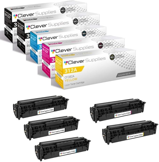 CS Replacement Toner Cartridge Compatible with HP 826A CF310A Black CF311A Cyan CF313A Magenta CF312A Yellow Color Enterprise M855dn M855x+ Color Enterprise M855xh 5 Color Set