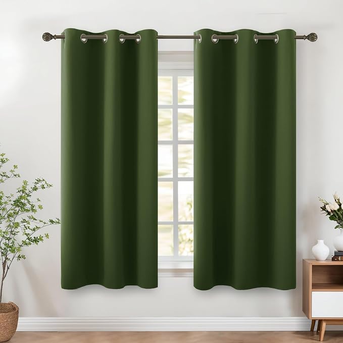 KOUFALL 48 Inch Curtains for Bathroom Small Windows, Thermal Insulated Black by KOUFALL