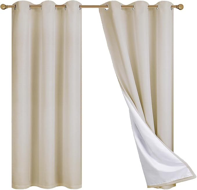 Diraysid 100% Blackout Curtains Light Beige Linen Curtains - Image 9