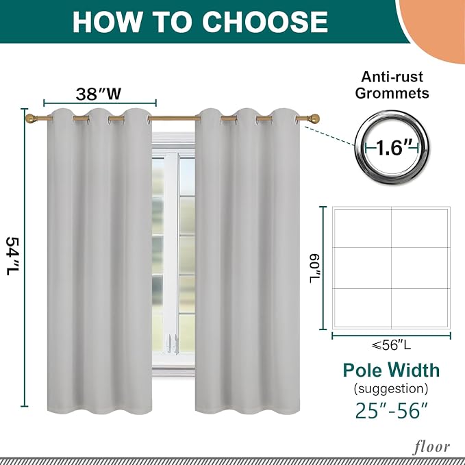 Diraysid 100% Blackout Curtains Light Grey Linen Curtains - Image 5