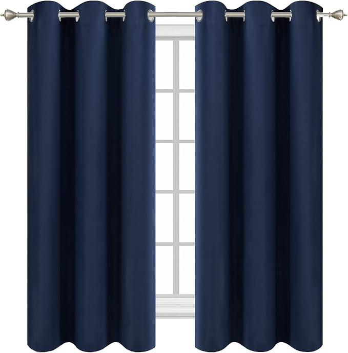 Diraysid Navy Blue Grommet Blackout Curtains - Image 2