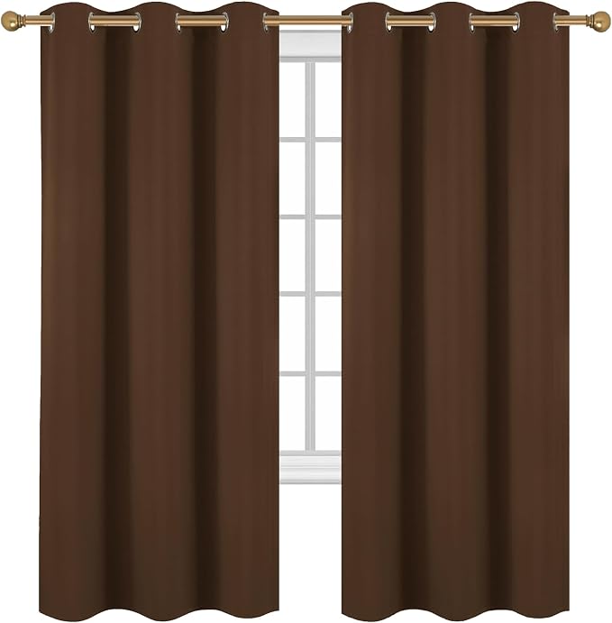 Diraysid Chocolate Brown Grommet Blackout Curtains - Image 2