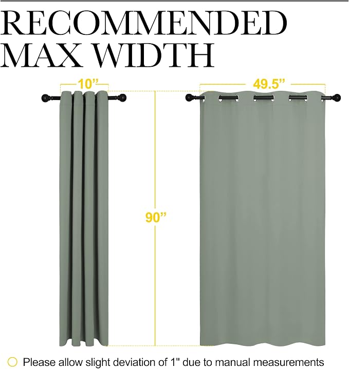 NICETOWN Greyish Green Blackout Curtains 90" Long - Image 7